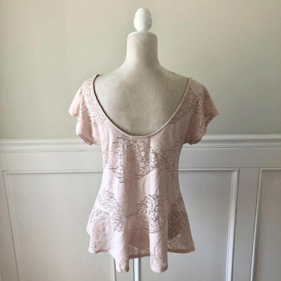 Painted Threads Blush Peplum Top Floral M - Picture 2 of 4